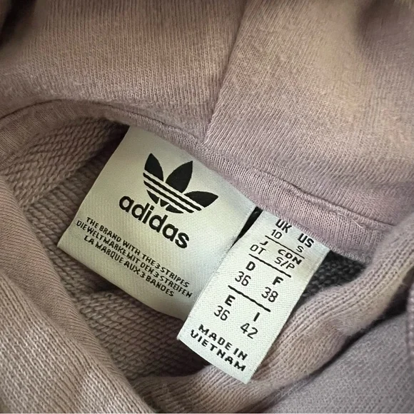 Adidas Purple Cropped Trefoil Hoodie - Picture 5 of 5
